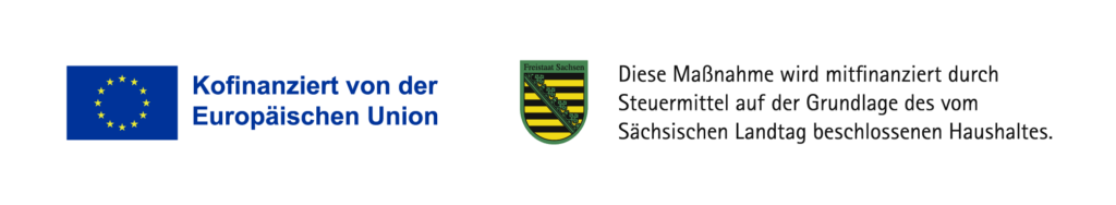 Logos: Kofinanziert der EU und mitfinanziert durch Steuermittel auf Grundlage des vom Sächsischen Landtags beschlossenen Haushaltes